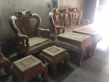 Bàn ghế gỗ Minh đào hương ta gia lai 7 món cột 14 
