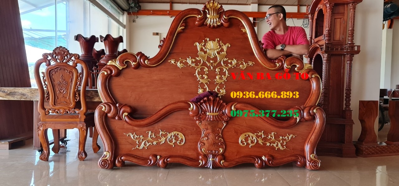 giường gỗ dát vàng tại Hà Nội