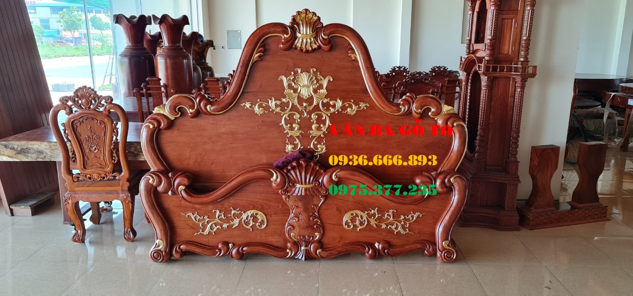 giường gỗ dát vàng tại Hà Nội